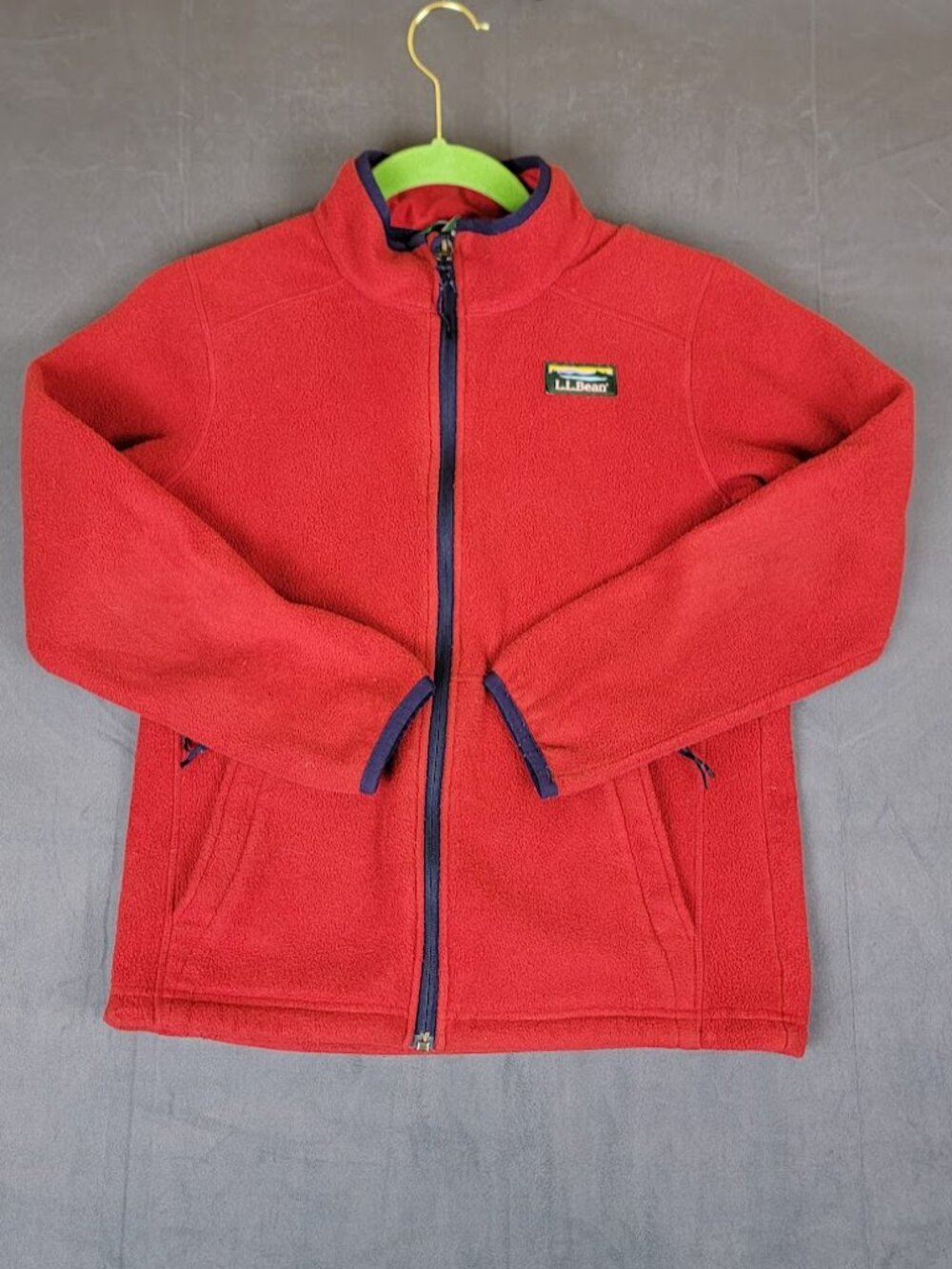 LL Bean Fleece Full Zip Jacket Red Kids Size 10/12